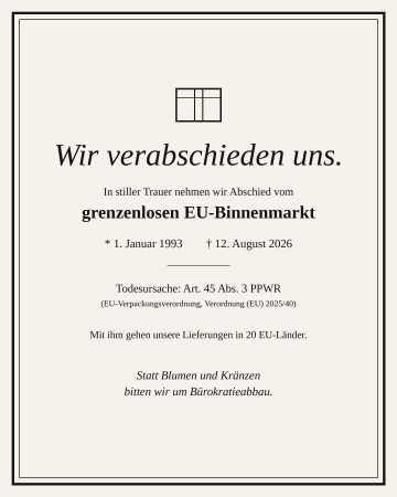 Wir verabschieden uns: Warum wir ab dem 12. August 2026 nur noch sieben EU-Länder beliefern können - Wir verabschieden uns: PPWR stoppt unseren EU-Versand