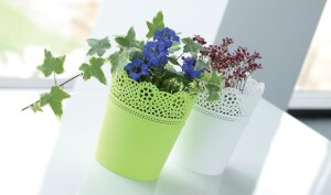 Blumentopf LUZIA Weiss 13 cm Pflanztopf Übertopf Kunststoff rund bunt