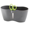 Kräutertopf MEDRA DOBLO + Schere für Kräuter 25 x 15 cm Anthrazit Blumentopf Doppel