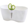 Kräutertopf MEDRA DOBLO + Schere für Kräuter 25 x 15 cm Weiß Blumentopf Doppel