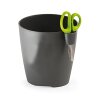Kräutertopf MEDRA + Schere für Kräuter 13 cm Anthrazit Pflanztopf Blumentopf rund
