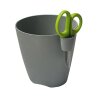 Kräutertopf MEDRA + Schere für Kräuter 15 cm Betongrau Pflanztopf Blumentopf rund