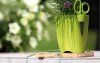 Kräutertopf MEDRA + Schere für Kräuter 15 cm Anthrazit Pflanztopf Blumentopf rund