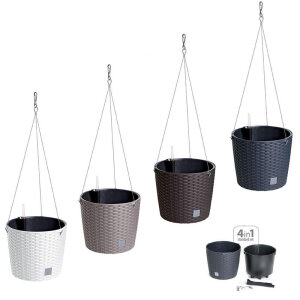 Hängeblumentopf BENIDORM Blumenampel Blumentopf Kunststoff Rattan-Optik