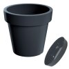 Blumentopf VALENCIA Pflanztopf Übertopf Blumenkübel Untersetzer Kunststoff anthrazit 19 cm + Untersetzer im Set