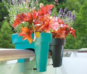 Balkonkasten ALTEA Geländertopf Blumentopf Geländer rund alle Farben