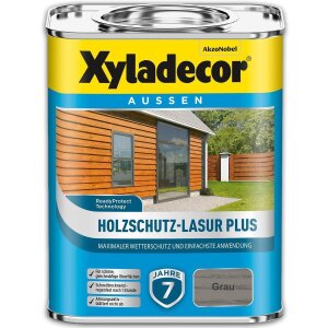 Xyladecor Holzschutz-Lasur PLUS Grau 2,5 l wasserbasiert...