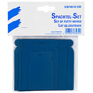 4er Set Japanspachtel Kunststoff 50 / 75 / 100 / 120 mm im Beutel blau