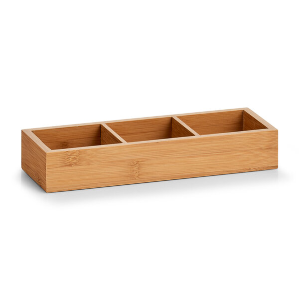 Zeller Ordnungsbox Holzkiste Aufbewahrung Fcher Schminke Stifte Bad Bro  Haushalt ca. 28x10x4,5 cm Bambus 13335