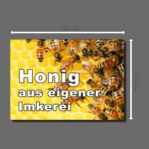 Werbeschild HONIG aus eigener Imkerei A3 (42x30 cm) Imker Werbung Schild Bienen