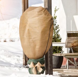 Windhager Vlieshaube Pflanzenhaube Schutzvlies Winter 110x110 cm beige