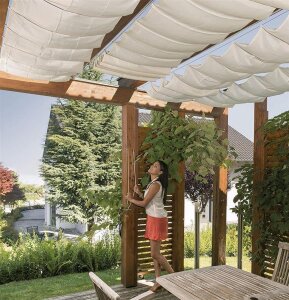 Windhager Sonnensegel Sonnenschutz Markise Garten Terrasse 420x140 cm weiß