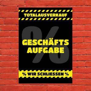 20er-Set Räumungsverkauf Plakate DinA2 GESCHÄFTSAUFGABE Poster AUSVERKAUF Wir schliessen Lagerräumung