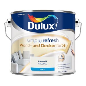 Dulux Simply Refresh Reinweiß RAL9010 matt 2,5 l...