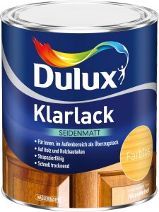 Dulux Klarlack Farblos Holz Wasserfest für Innen- und Außenbereich Überzugslack Seidenmatt o. Glänzend