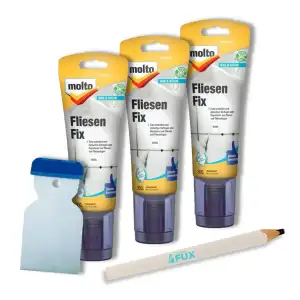 3x Molto Fliesenfix Weiß 300 g Fugenkitt mit Metallspachtel