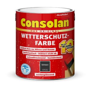 Consolan Wetterschutzfarbe Set 750 ml Schwarz Holzfarbe...