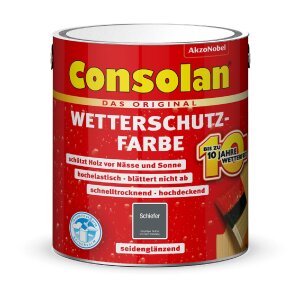 Consolan Wetterschutzfarbe Set 750 ml Schiefer Holzfarbe...