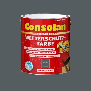 Consolan Wetterschutzfarbe Set 2,5 l Schiefer Holzfarbe...
