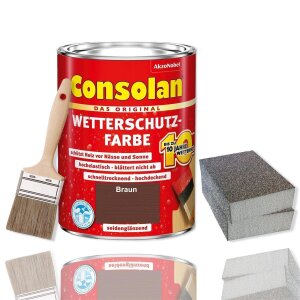Consolan Wetterschutzfarbe Set 5 l Braun Holzfarbe...