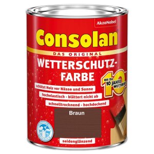 Consolan Wetterschutzfarbe Set 5 l Braun Holzfarbe...
