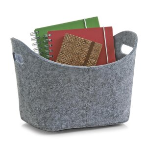 Zeller Aufbewahrungsbox Filz Regalkorb Ordnungsbox Clean Aufräumen Holz Zeitung Spielzeug Deko grau 14301