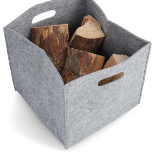 Zeller Aufbewahrungsbox Filz Regalkorb Ordnungsbox Clean Aufräumen Holz Zeitung Spielzeug Deko grau 14321