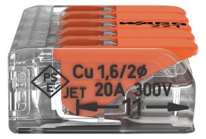 25x WAGO Klemmen 221-415 Verbindungsklemmen mit Hebel Hebelklemme COMPACT 0,2-4 mm²  für alle Leiterarten 5-Leiter