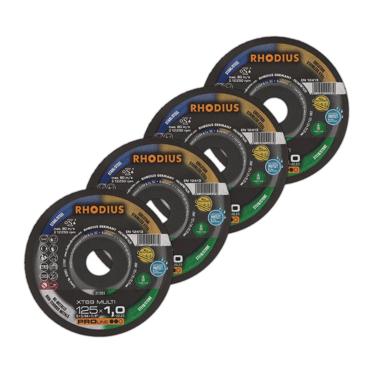Rhodius 206802 XT10 Mini Trennscheibe Flexscheibe 65mm x 2,0mm x 6mm Metall Inox