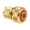 Schnellverbinder MESSING Schlauchstück Kupplung Anschluss mit Wasserstop 3/4"