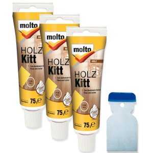 3x Molto Holzkitt Set Eiche Hell 75 g Reparaturspachtel...
