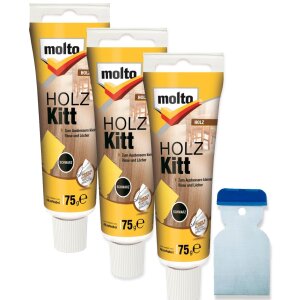 3x Molto Holzkitt Set Schwarz 75 g Reparaturspachtel...