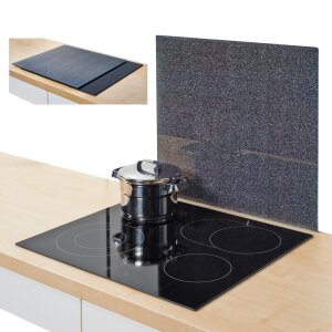 Zeller Herdblende-/Abdeckplatte Granit Anthrazit Glas...