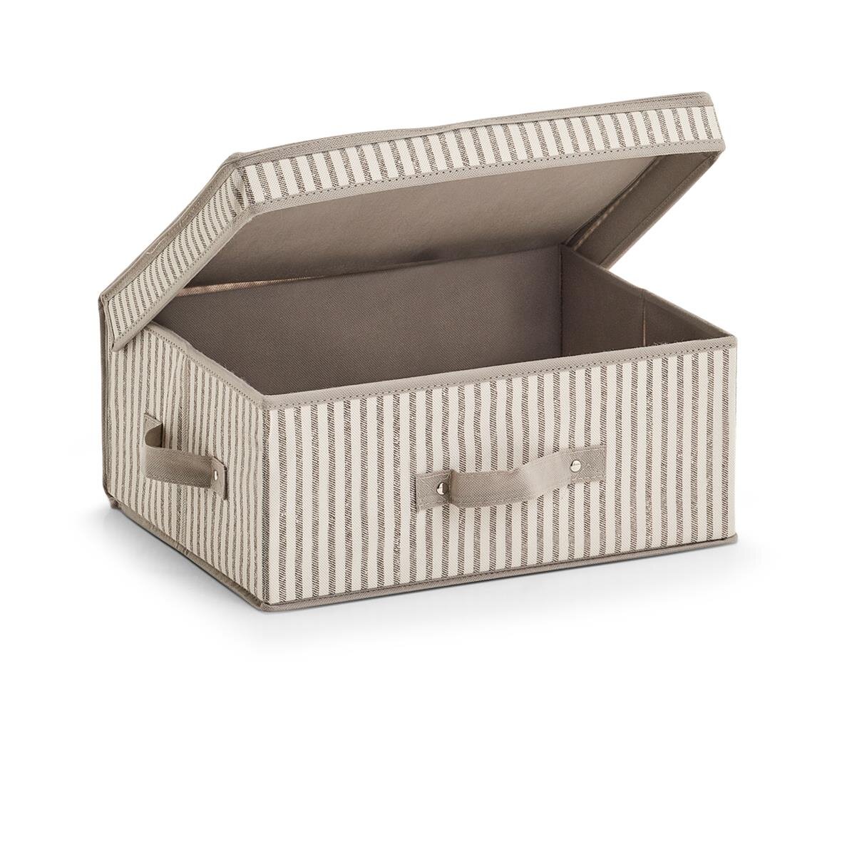 Zeller Aufbewahrungsbox gestreift Beige mit Deckel