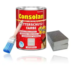 Consolan Wetterschutzfarbe Set 2,5 l Delfingrau Holzfarbe...