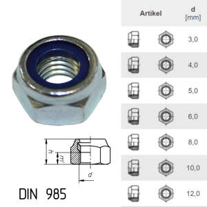 Sicherungsmuttern Sechskant DIN 985 Stahl verzinkt...