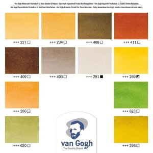 Van Gogh Aquarellfarbkasten Naturtöne mit 12 Farben in halbe Näpfchen