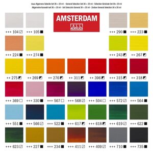 Amsterdam Standard Series Acrylfarben Allgemeine Auswahl Set | 36 x 20 ml
