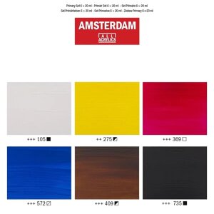 Amsterdam Standard Series Acrylfarben-Mischset Primärfarben | 6 x 20 ml