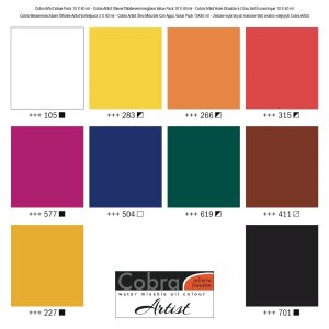 Cobra Artist Ölfarben Vorteilspack 10 x 40 ml  wasservermischbare Künstlerfarben