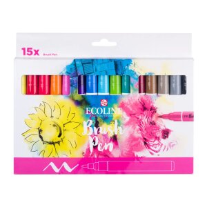Ecoline Brush Pen Set 15 Farben Aquarell Pinselstifte...