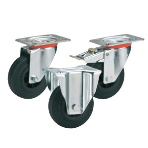 Lenk-/Bockrollen Vollgummi Kunststofffelge 80-250 mm 250...