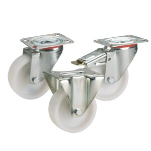 Rollen Lenk- und Bockrollen Polypropylenrad verzinkt 80-125 mm bis 200 kg
