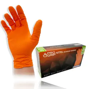 PROGRIP Nitril Handschuhe Orange Diamant Grip Robust...