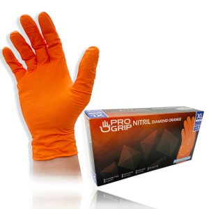 PROGRIP Nitril Handschuhe Orange Diamant Grip Robust...