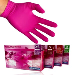 ARNOMED Nitril Einmalhandschuhe Pink Griffig Latexfrei...