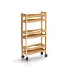 Schmaler Nischen-Rollwagen Bambus MDF mobil & platzsparend