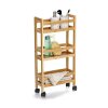 Schmaler Nischen-Rollwagen Bambus MDF mobil & platzsparend