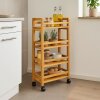 Schmaler Nischen-Rollwagen Bambus MDF mobil & platzsparend
