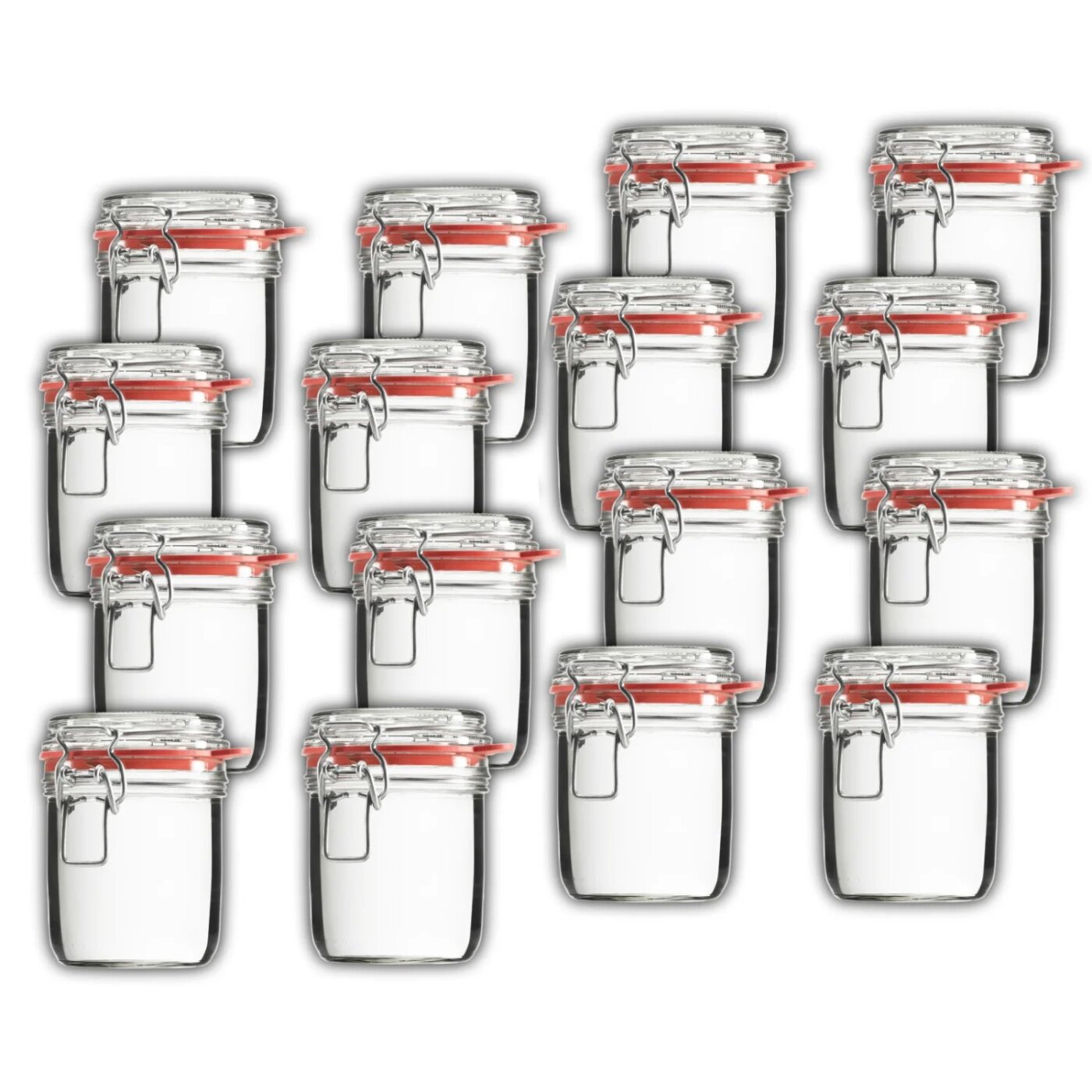 16er Set Einmachglas 370 ml Drahtbügel rund Weißglas